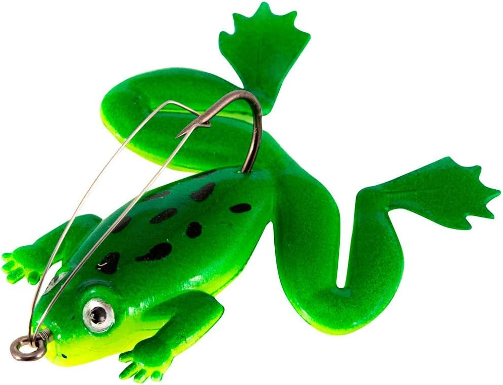 Fiaya 3D Eyes Fishing Lure Jumping Lure Topwater Lure 90mm 10g Double Strong Hook Jump Action (1PC:60mm, Green Frog A)