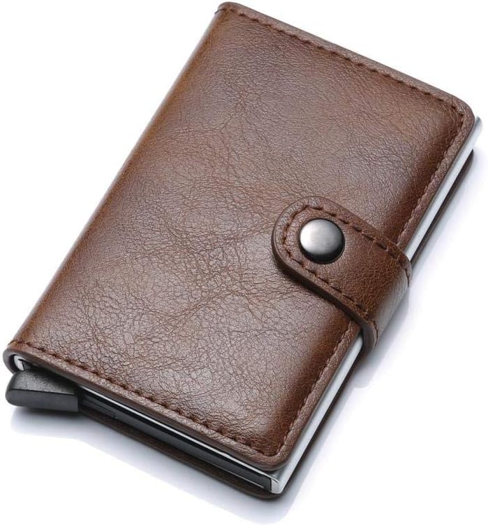 Credit Card Holder RFID Blocking Wallet Genuine Leather Automatic Pop-up Card