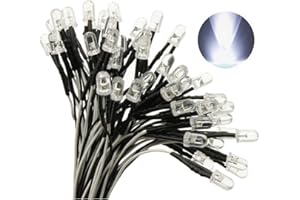 CO-RODE CO RODE 50pcs Ultra Bright 12v Pre Wired LED Diodes Light-White