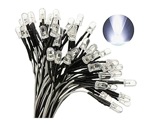50pcs Ultra Bright 12v Pre Wired LED Diodes Light-White