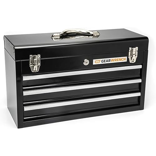 20" 3 Drawer Steel Tool Box, Black-New