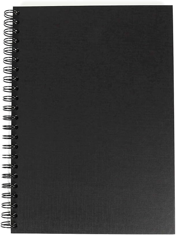 Seawhite - Black Cover Sketchbook A3 Portrait - Spiral Wiro Semi-Hardback 40 Sheets All-Media White Cartridge Paper