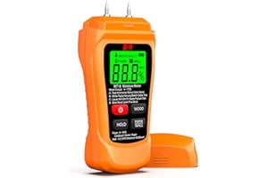 RDINSCOS Moisture Meter for Firewood, Wood Moisture Meters for Walls, Firewood Floor Humidity Detector Lumber Humidity Tester Paper Cerimic Ceiling Firewood Cardboard Humidity Building Material (Orange01)