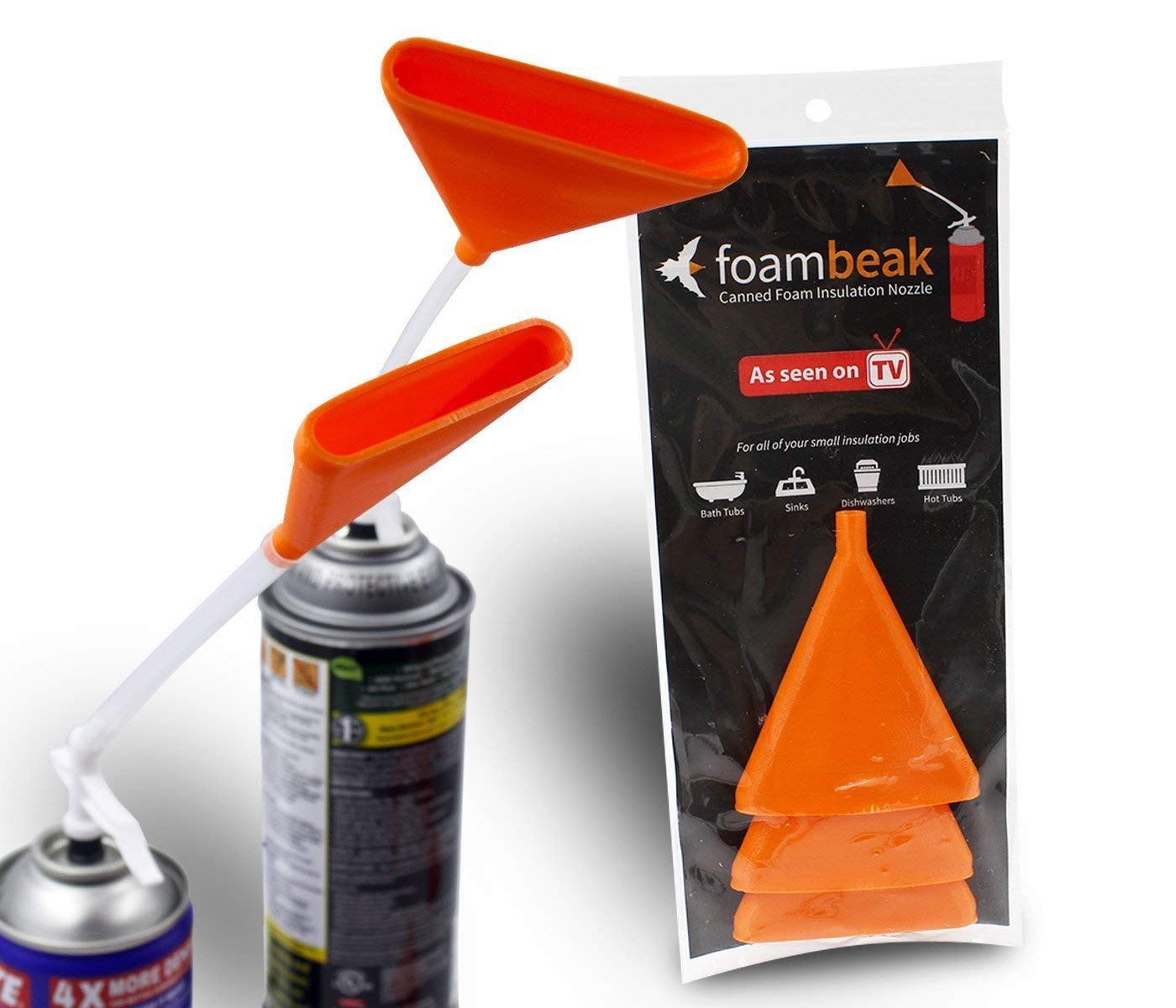 Foambeak Vertical Nozzle - Expanding Foam Can Nozzle Widening Up To 3 Inches. Ideal For Drywall, Foam & Insulation Spray (3 Pack)