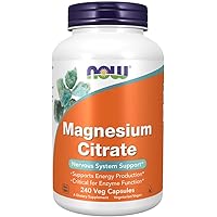 Now Supplements, Magnesium Citrate, Enzyme Function*, Nervous System Support*, 240 Veg Capsules