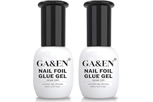 GA&EN Nail Foil Glue Gel for Foil Art Stickers Strong Adhesion Nail Complete Transfer Available 15mlx2 Bottles Soak Off LED LAMP Required Tips Manicure DIY with Gift Box