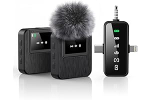 BAILIXIN 3-in-1 Professional Mini Microphone for iPhone, Android, Camera- 328ft Range, 20H Battery, Wireless Microphones, Noise Canceling for Recording, Live Streaming, YouTube, TikTok