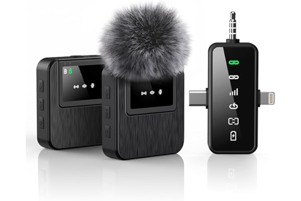 BAILIXIN Wireless Lavalier Microphone for iPhone, Android, Camera, 3-in-1 System with 328ft Range＆20H Battery, Noise Reduction Mini Mic for Vlogs, Interviews, TikTok, Microphone Preamps