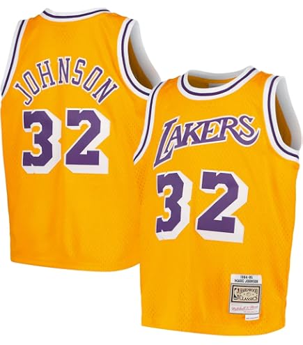 Amazon.com: Magic Johnson Los Angeles Lakers Yellow #32 Kids 4-7