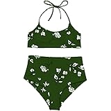 Jimmkey Women Bikini Set FlagPrinted High Waist Swimsuit