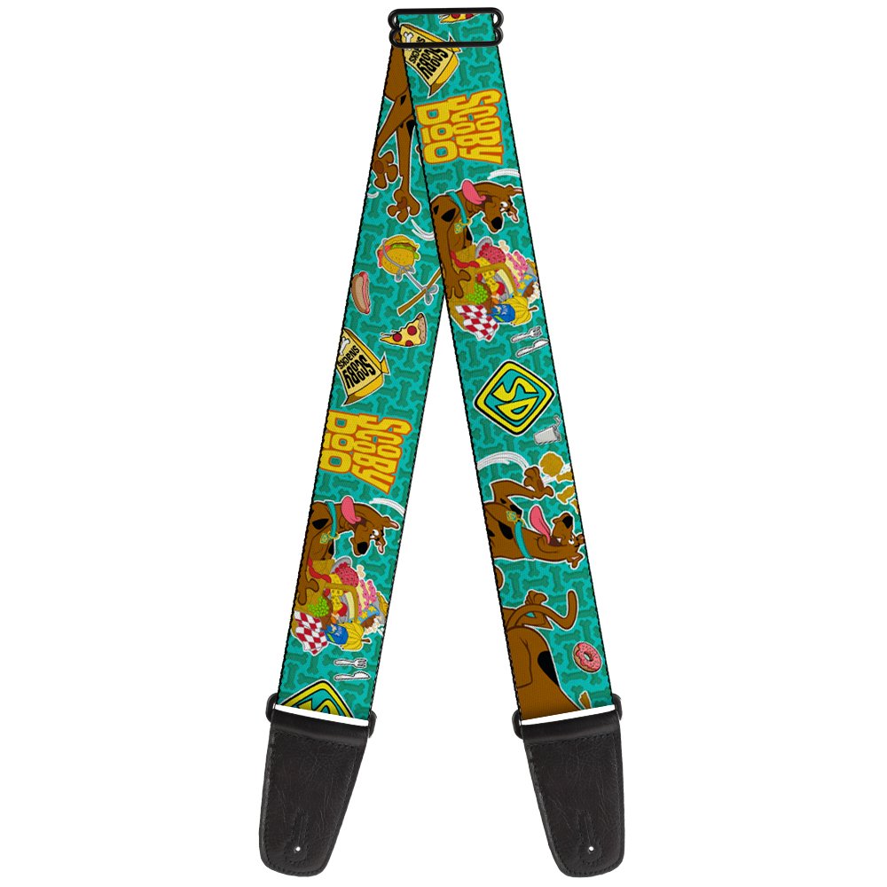 Buckle-Down GS-WSD006 Guitar Strap - Scooby Doo & Snacks/Bone Monogram Blues, 2" Wide & 29-54" Length