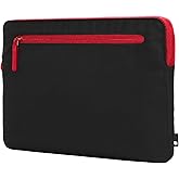Incase Compact Laptop Sleeve with Flight Nylon - 14-inch MacBook/Laptop & iPad/Tablet Sleeve - Faux Fur Lining, Lightweight, Durable, Weather Resistant, Slip Pocket for Accessories - Black/Signal Red