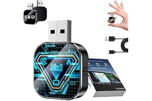 Carplay Wireless Adapter, 2026 New 3 in 1 Mirror Screen with 2.4/5GHz WiFi and Bluetooth 5.0, Plug and Play Stable Control Lo
