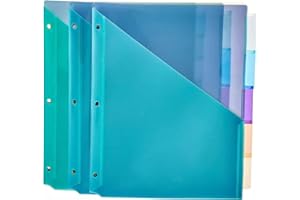 �鶹�� Basics Two Pocket Plastic Dividers with 5 Tabs, Multicolor, Pack of 3 Sets
