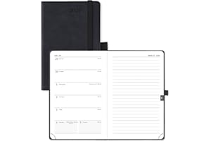 POPRUN Weekly Agenda 2026 Pocket Size Planner (4" x 6.25") 12 Months Calendar Notebook with Horizontal Layout, Leather Soft C