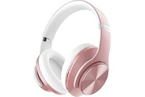 DOQAUS Bluetooth Headphones Over-Ear, 90 Hrs Playtime Wireless Headphones with 3 EQ Modes,HiFi Foldable Headphones with Microphone and Soft Protein Earpads for iPhone, Travel, Home Office (Rose Gold)