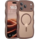 BENTOBEN Magnetic for iPhone 17 Pro Case, Cute Wavy Full Camera Protection [Compatible with MagSafe] Matte Anti-Slip Bumper Women Girls Boys Protective Cover for 17 Pro 6.3", Desert Titanium