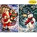 2 Pack DIY 5D Diamond Painting Kits,Simliber Full Drill Christmas Santa Claus Rhinestone Diamond Painting for Beginner Adults Diamond Arts Home Wall Decor, 11.8 X 15.8inch(Santa Claus and Snowman)