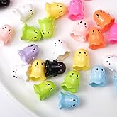Decoendiy 30Pcs Acrylic Ghost Shaped Beads, Cute Halloween Cartoon Beads, Loose Ghost Spacer Bead, for Jewelry Making DIY Bracelets Necklaces Crafts Supplies (Mix)