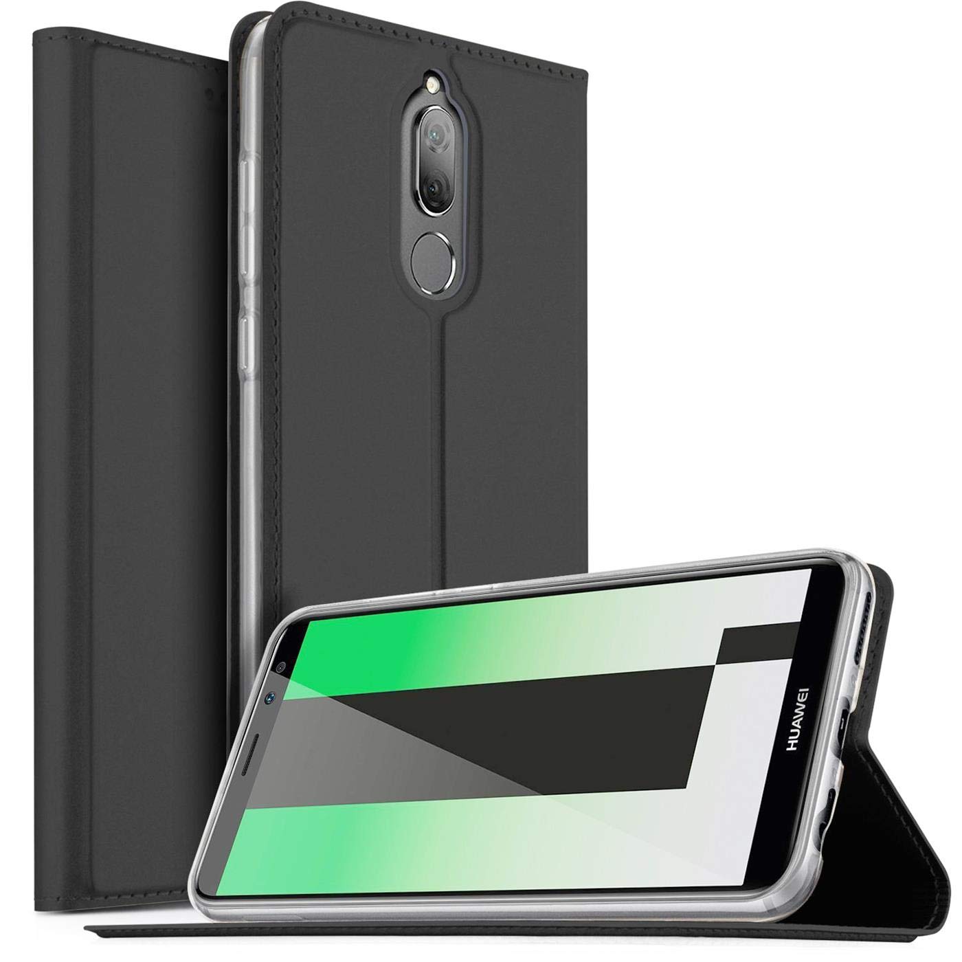 Verco Case compatible with Huawei Mate 10 Lite, Flip Wallet Cover with Magnetic Closure for Mate 10 Lite Phone Case - black