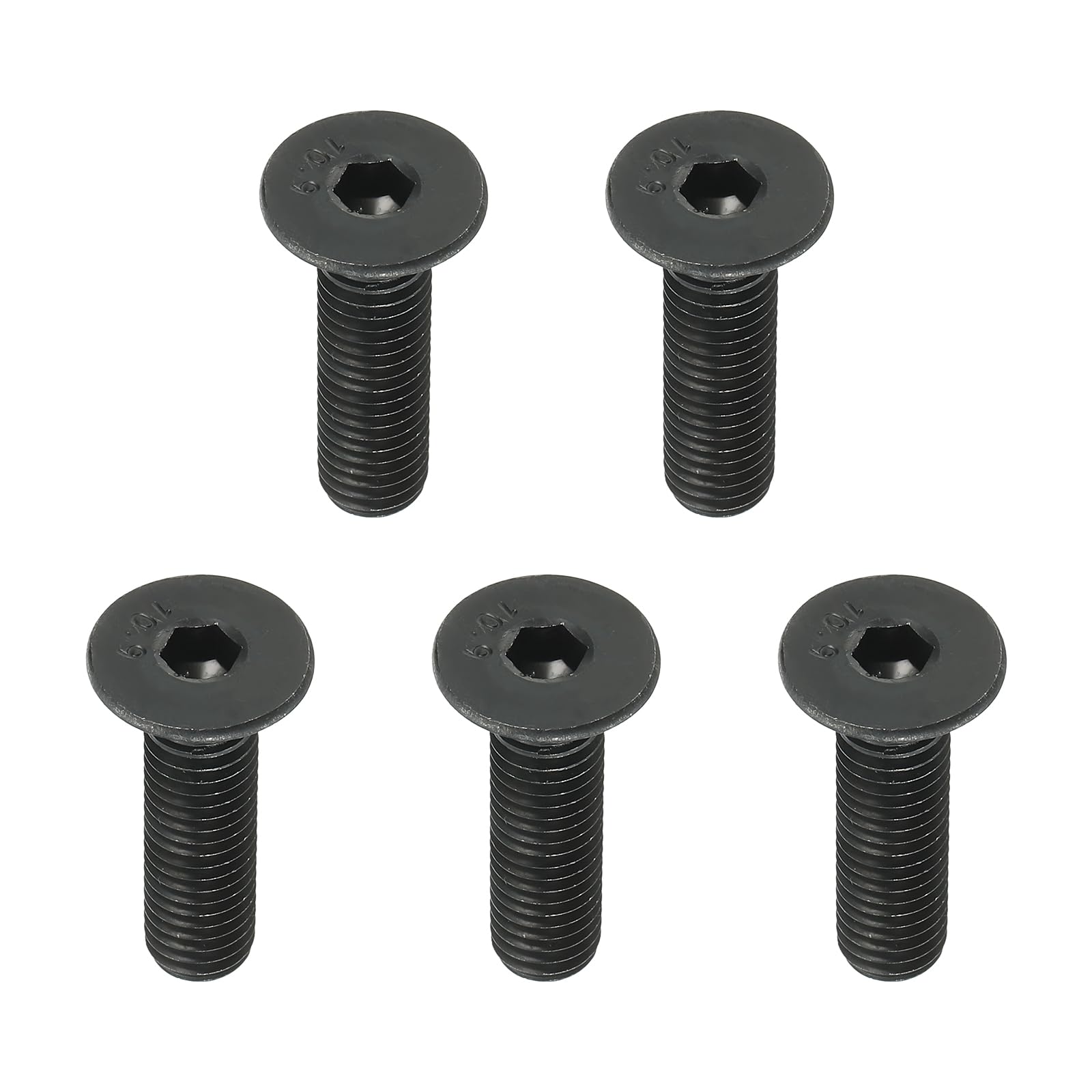 PATIKIL M10 x 40 mm Flat Head Socket Cap Screws, 5 Pack Flat Countersunk Bolts Medium Carbon Steel Hex Socket Drive Machine Screws Full Thread Black Oxide Grade 10.9