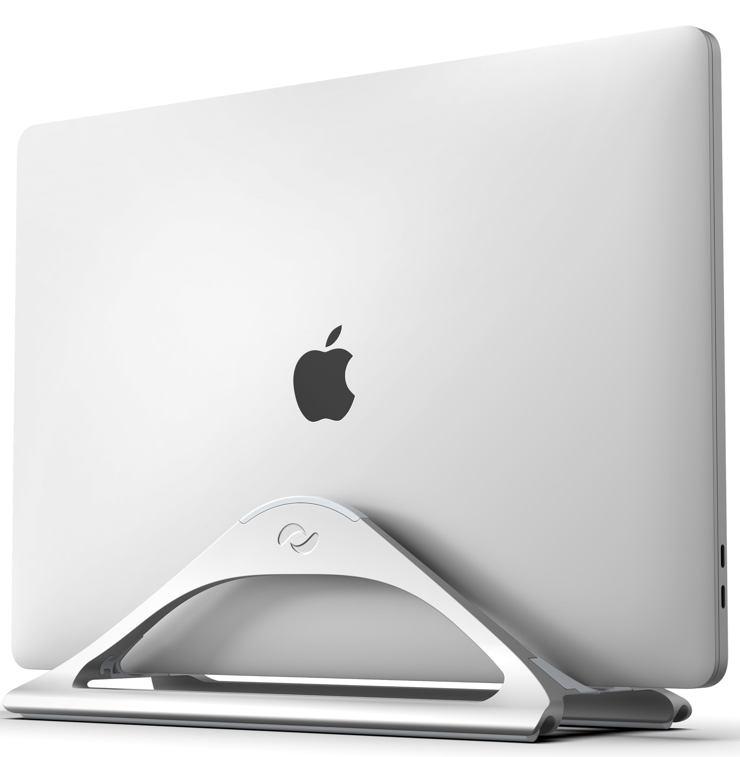 HumanCentric Vertical Laptop Stand for Desks in Silver Color, Upright Adjustable Holder to Dock Apple MacBook, MacBook Pro, and Other Laptops to Organize Work & Home Office, Automatic Grip