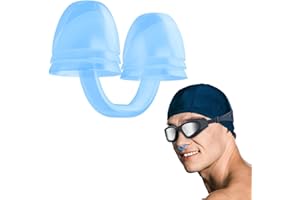 GENERIC Silicone Nose Plugs for Swimming – 3-Layer Water Block – Soft Comfort Fit – Adult & Kids Swim Nose Clip with Storage Case – Black (Blue, One Size)