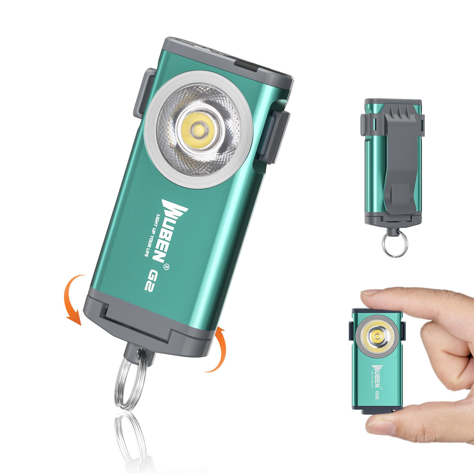 WUBEN G2 Keychain Flashlight 175° Wide Beam, Magnetic Keyring Torch High Lumens, 5 Light Modes Pocket Torch for Reading, Dog Walking, Hiking, Everyday Carry