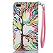 Compatible with iPhone 7 Plus Case,iPhone 8 Plus Wallet Case,JanCalm [Wrist Strap][Kickstand][Card/Cash Slots] Pattern Premium PU Leather Flip Cover for iPhone 7/8 Plus (5.5 Inch) (Tree)