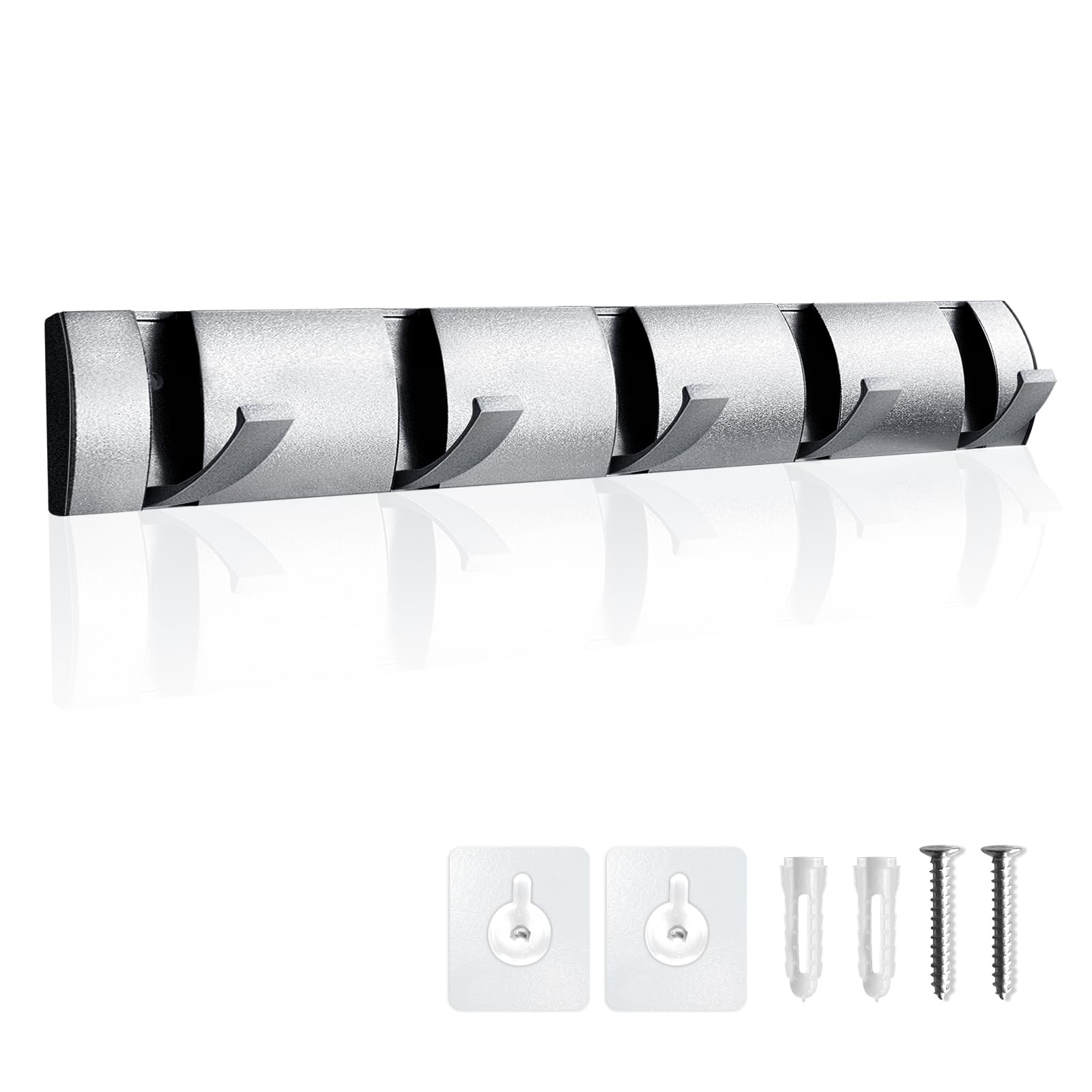 SKENGWEL Wall Mounted Floating Coat Racks, Heavy Duty Wall Hooks Retractable Hooks for Living Room Door Entryway for Hanging Coats, Hats, Scarves, Umbrella and Keys (40CM, Gray)