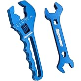 AOOSEDOO Adjustable AN Fittings Wrench AN Wrench for Hose Fitting Adapters AN Fitting Tool 3AN-16AN Lightweight Aluminum, Blue. With a Double Hose End Fittings Wrench 6AN Socket-AN8 B-nut Blue