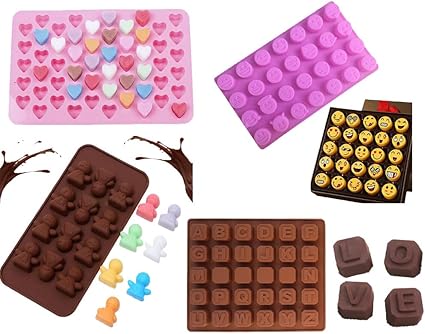 Amazon 面白いチョコレートシリコンモールド絵文字感情ケーキフォンダン金型ケーキborder装飾 キャンディ金型 カップケーキトッパー装飾 4のセット Mity Rain 製菓用品
