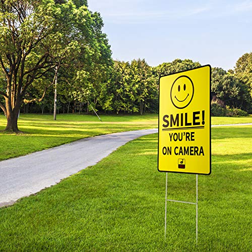 MUXYH 2 Pack Smile You’re On Camera Yard Sign, 10''X14'' Video