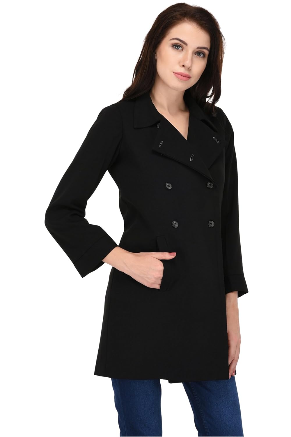 trendif women's black overcoat