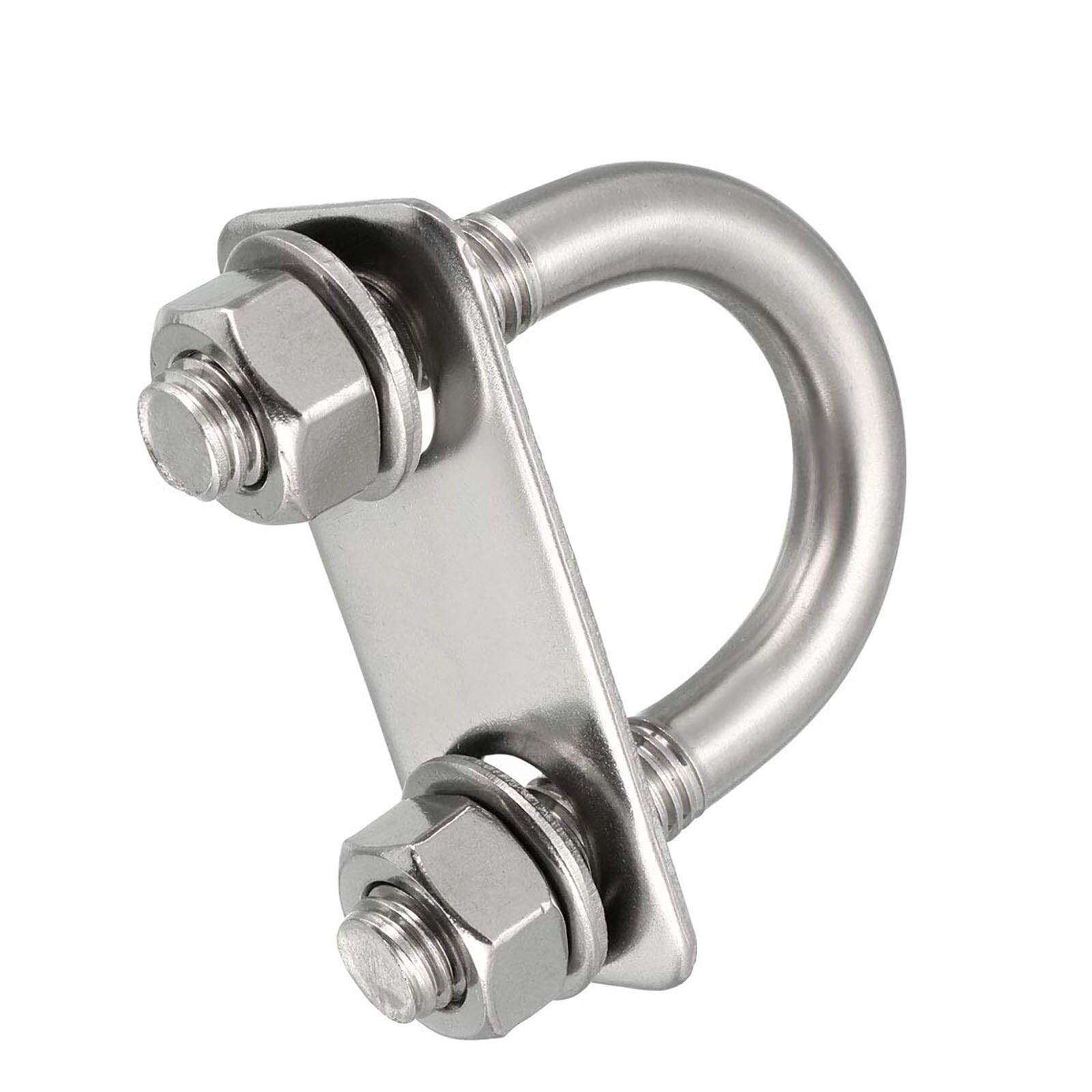 TOP-VIGOR 2 sets M10 Round U-Bolts, 27mm Inner Width 58mm Length 304 Stainless Steel Tie Down U-Bolts with Nut, Plate for Building Installations Mechanical Parts Connection Cehicles Ships