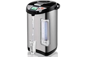 KOTEK Electric Hot Water Boiler and Warmer, Hot Water Dispenser, Stainless Steel Water Boiler w/5 Stage Temperature Settings, Safety Lock, Electric Hot Water Pot, 5-Liter