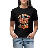 Fun Six Seven Meme Turkey 67 Thanksgiving T-Shirts for Women Causal Breathable Pool Stylish Shirt