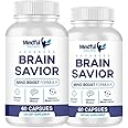 nutradash (2 Pack) Brain Savior Capsules - Brain Savior Mind Boost Formula - Brain Savior by Mindful Wellness (120 Capsules - 2 Month Supply)
