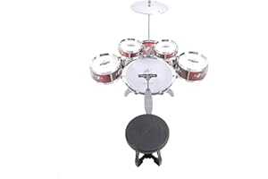 Gonetre Ensemble de batterie jazz pour enfants 5 pièces - Instrument de musique avec tabouret et bâtons - Percussion éducativ