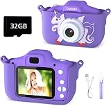 Cocopa Kids Camera 1080P 12MP 32GB Kit Purple 2In IPS Screen 3-12Y