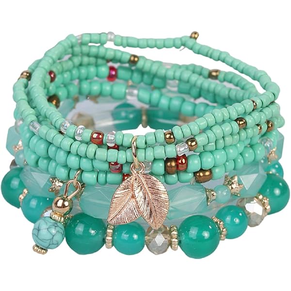 Caiyao Set Di 3 Braccialetti Elastici Boho: Perline Legno, Elefante E Nappa, Multicolore, Impilabili Uomo/donna