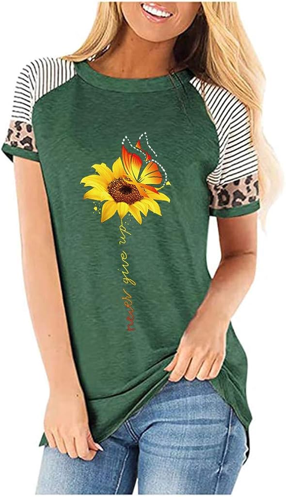 iHHAPY Sweatshirts Women's Crewneck T-Shirt Elegant Tops Sport Tee Summer Blouse Casual Stripes Shirt Patchwork S-3XL