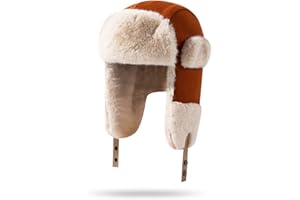 Clakllie Women Men Furry Trapper Hat Winter Trooper Hat Faux Fur Ushanka Russian Hats Windproof Thermal Snow Caps Skiing Hat