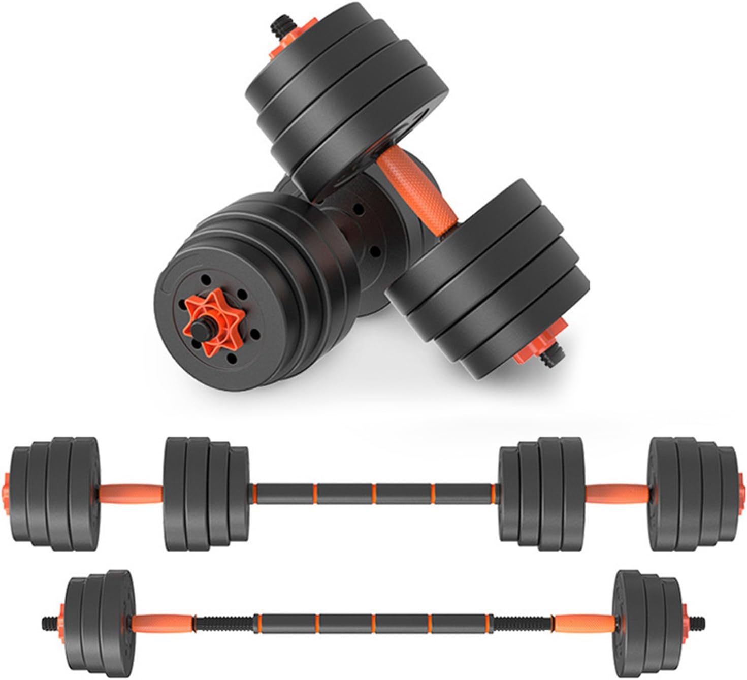 QTKJ Men's Adjustable Detachable Barbell Rubberized Dumbbells Fitness 1 Pair 22LBS Home Sports Set