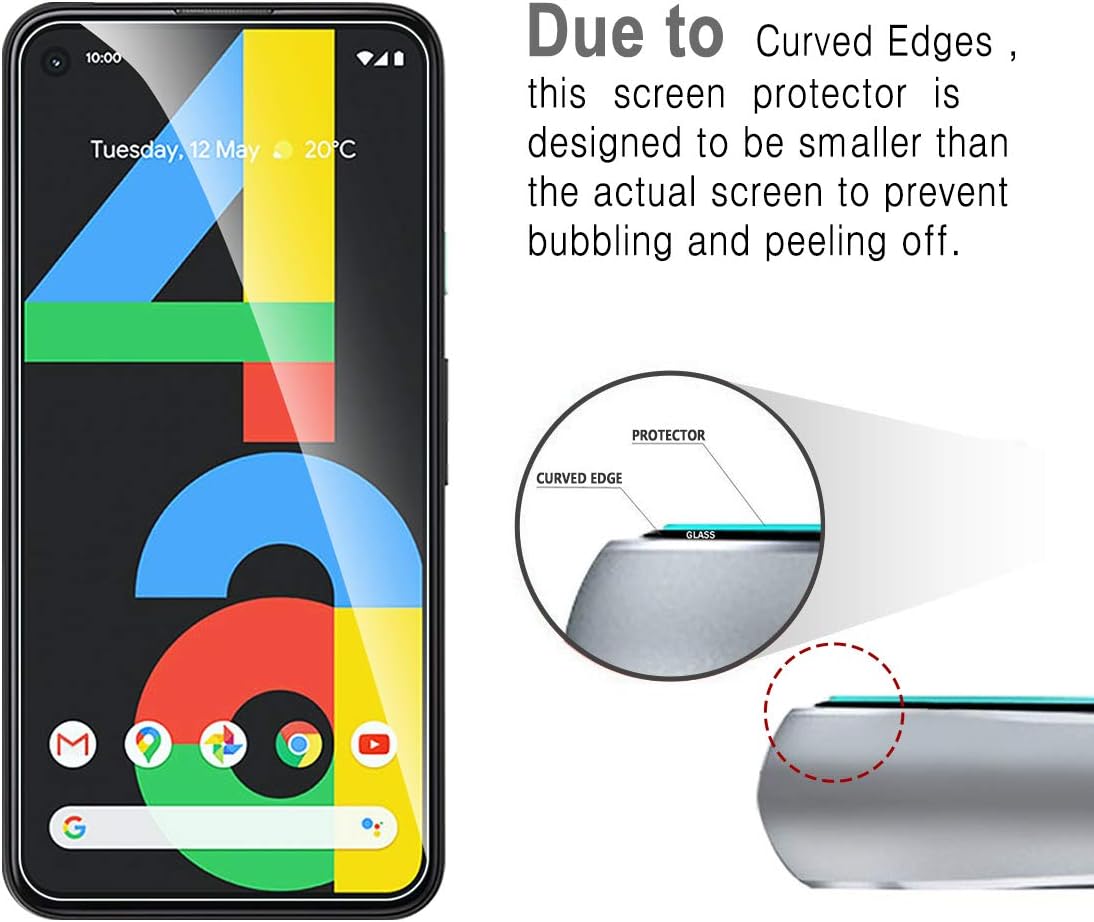[3-Pack] WRJ for Google Pixel 4a Screen Protector,[Easy Installation Frame] HD Anti-Scratch Anti-Fingerprint No-Bubble 9H Hardness Tempered Glass
