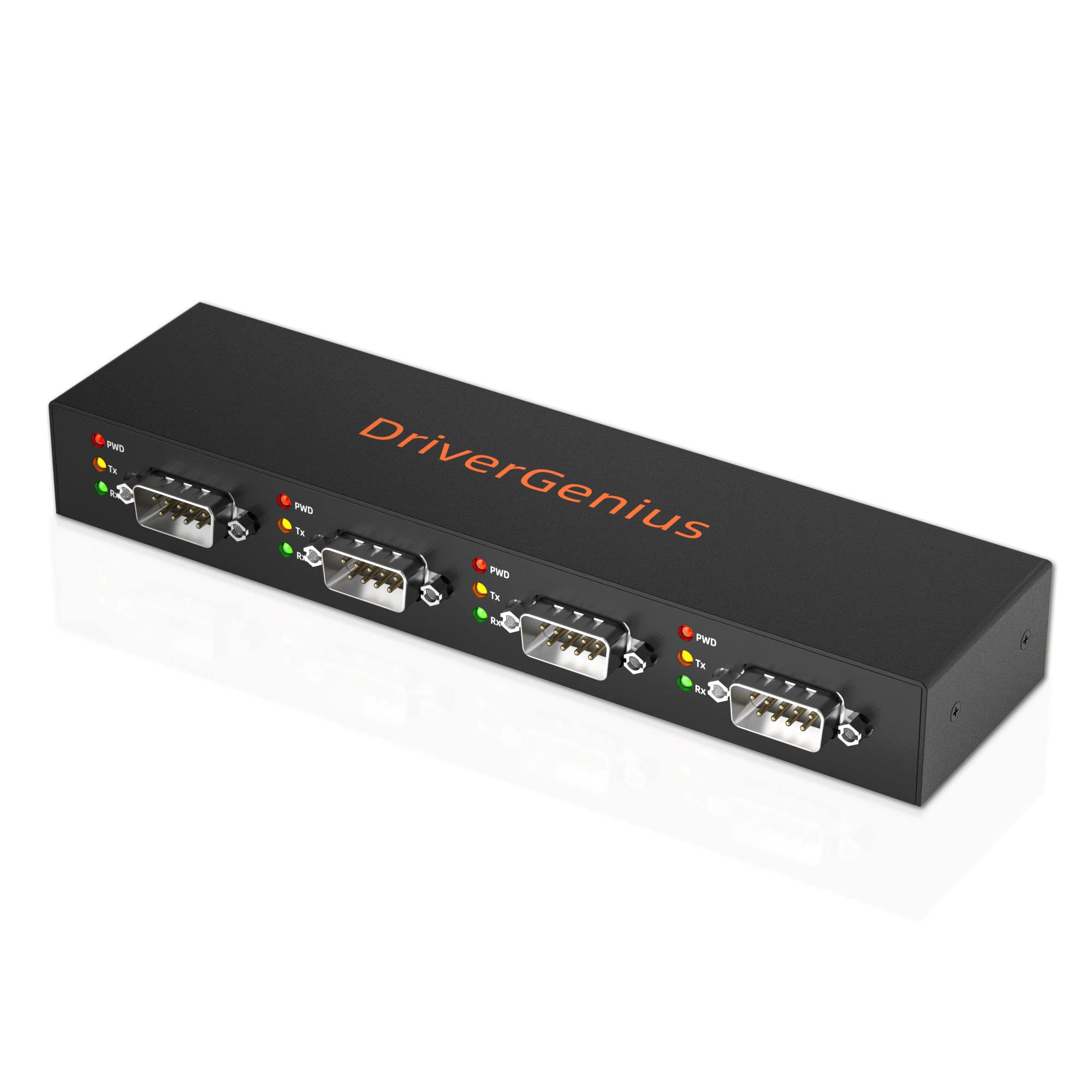 DriverGenius SerialQuadX Series USB to 4-Port RS232/Serial Converter – 4 Male DB9 Ports for Industrial Automation & Monitoring, Metal Casing, Compatible with macOS 15 & Windows 12 (4XRS232)