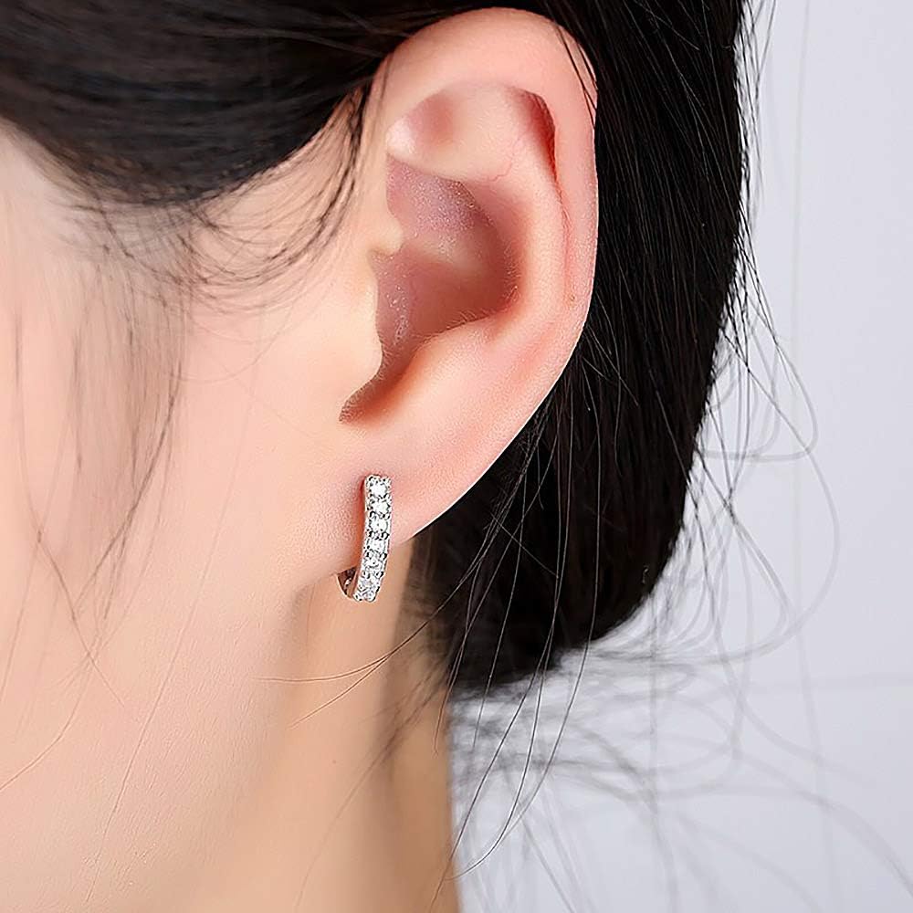 YooAi 3Pair Stud Earrings Set Cubic Zirconia Huggie Hoop Earrings Small Studs Ear Bone for Women - Image 4