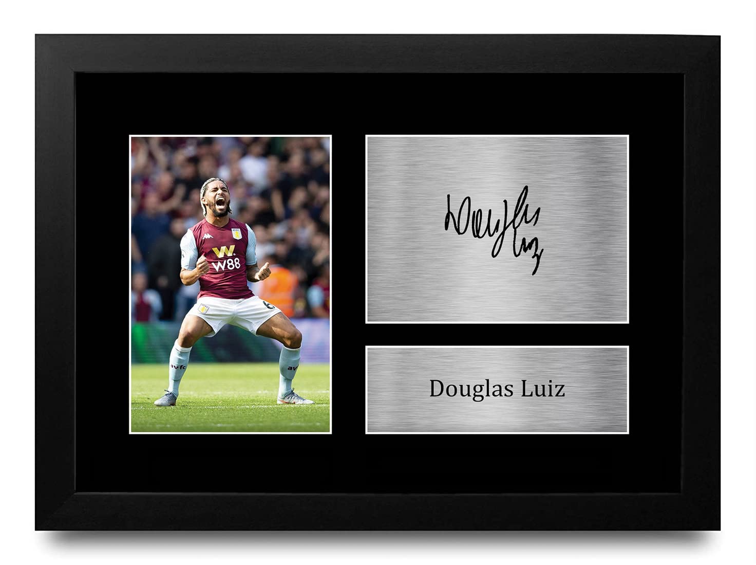 HWC Trading FR A4 Douglas Luiz Aston Villa Gifts Printed Signed Autograph Picture for Football Fans and Supporters - A4 Framed