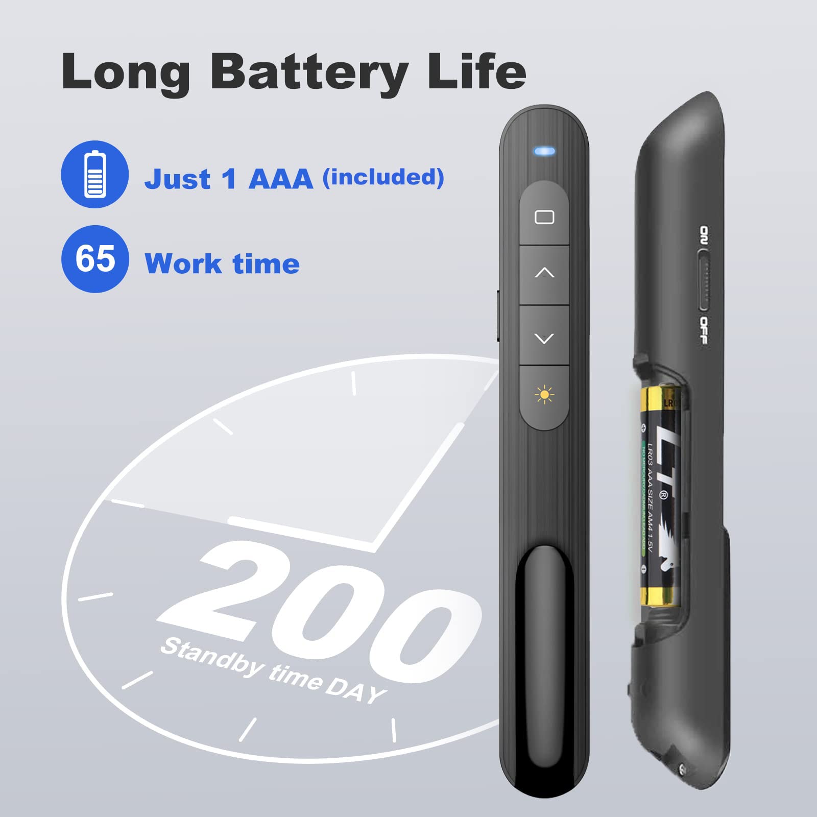 Presentation Clicker PowerPoint Clicker with Laser Pointer, Wireless Presenter Remote Slide Clicker for Powerpoint Presentations for Mac, Keynote, Computer, Laptop