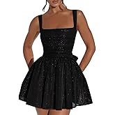 Wenlion Short Homecoming Dresses for Teens Sparkly A-Line Mini Y2K Cocktail HOCO Party Gown with Bow